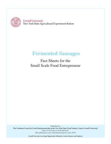 Fermented Sausages: Fact Sheets for the Small Scale Food Entrepreneur