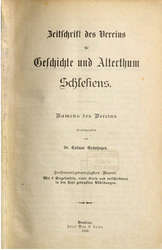 Zeitschrift des Vereins für Geschichte und Altertum Schlesiens