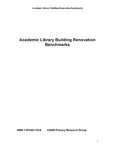 Academic Library Building Renovation Benchmarks