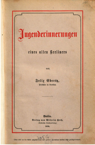 Jugenderinnerungen eines alten Berliners
