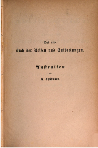 Australien, der neueste Weltteil
