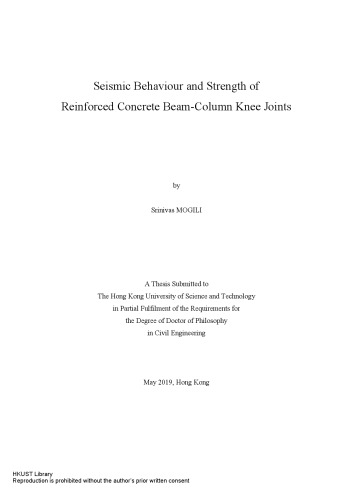 Seismic behaviour and strength of reinforced concrete beam-column knee joints