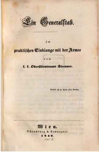 Ein Generalstab. Im praktischen Einklange mit der Armee