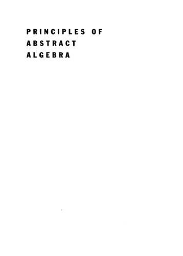 Principles of Abstract Algebra