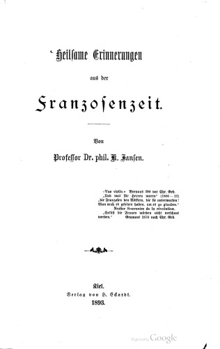 Heilsame Erinnerungen aus der Franzosenzeit