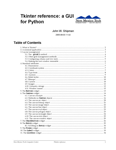 Tkinter Reference: A GUI for Python