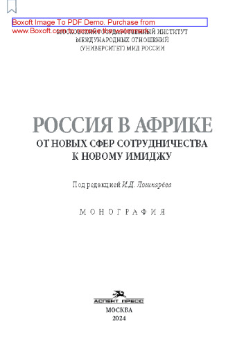 Россия в Африке: От новых сфер сотрудничества к новому имиджу