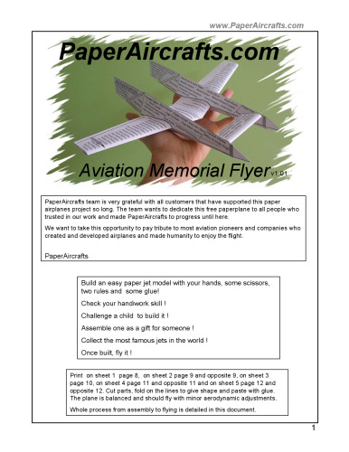 PaperAircrafts.com Aviation Memorial Flyer