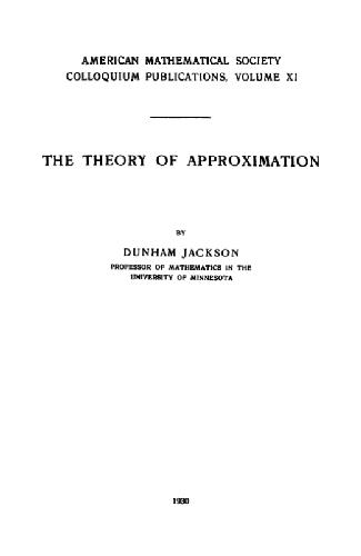 The Theory of Approximation