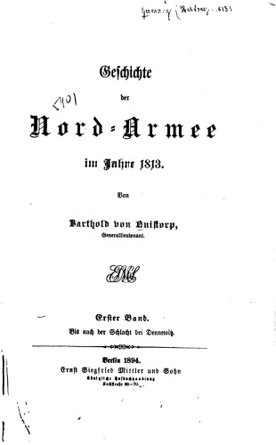 Geschichte der Nord-Armee im Jahre 1813