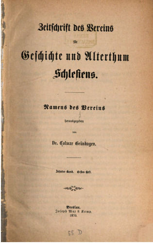 Zeitschrift des Vereins für Geschichte und Altertum Schlesiens