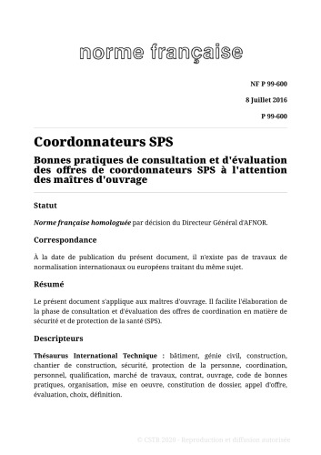 NF P99 - Equipements urbains
