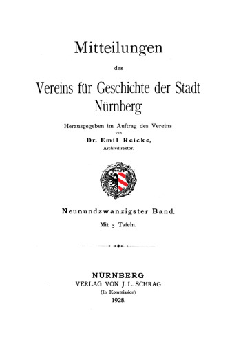 Mitteilungen des Vereins für Geschichte der Stadt Nürnberg