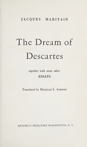 Dream of Descartes, Together with Some Other Essays