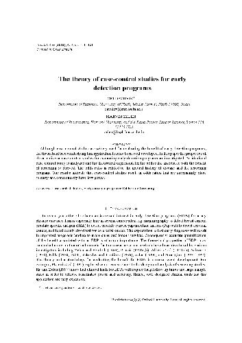 The theory of case-control studies for early detection programs