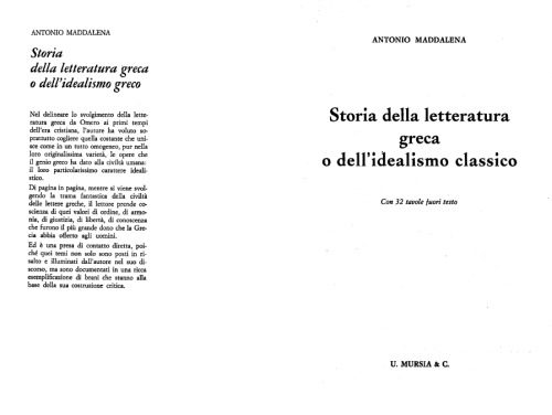 Storia della letteratura greca o dell'idealismo classico