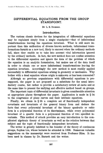 Differential equations from the group standpoint
