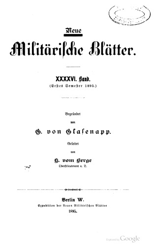 Neue Militärische Blätter / Erstes Semester 1895