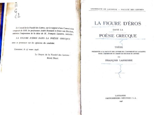 La figure d'Eros dans la poésie grecque