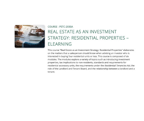 Post-Registration Course 3 - Real Estate as an Investment Strategy - Residential Properties