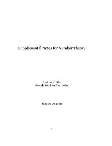 Supplemental Notes for Number Theory