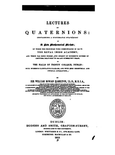 Lectures on Quaternions