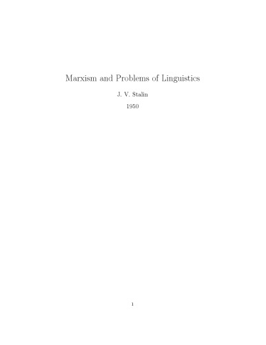 Marxism and Problems of Linguistics
