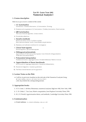 Numerical Analysis I