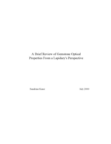 Gemstone Optical Properties From a Lapidary's Perspective [short article]