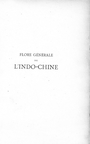 Flore Générale de l'Indo-Chine 2: 1908-1923