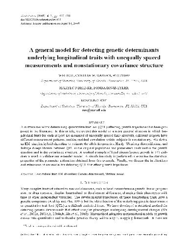 [Article] A general model for detecting genetic determinants underlying longitudinal traits with unequally
