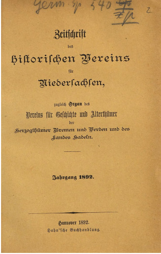 Zeitschrift des Historischen Vereins für Niedersachsen