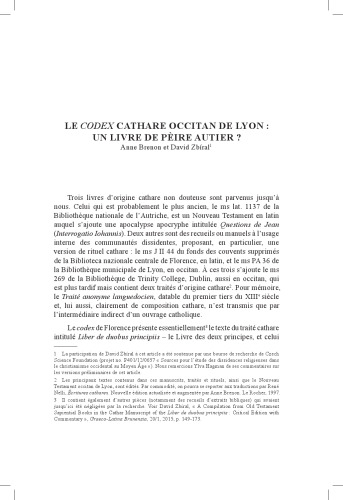 Le codex Cathare Occitan de Lyon