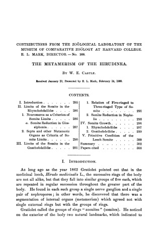 The metamerism of the Hirudinea