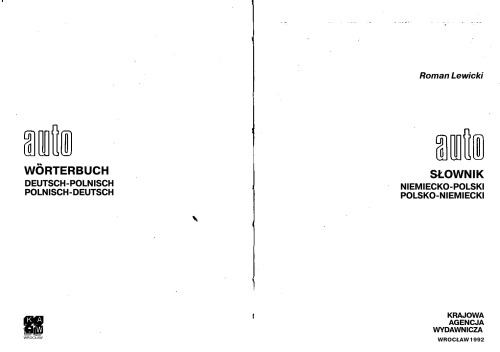 Auto Slownik - Niemiecko-Polski - Polsko-Niemiecki - Wörterbuch