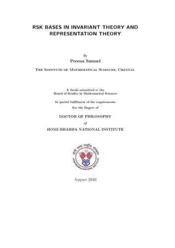 RSK bases in Invariant Theory and Representation Theory [PhD diss.]