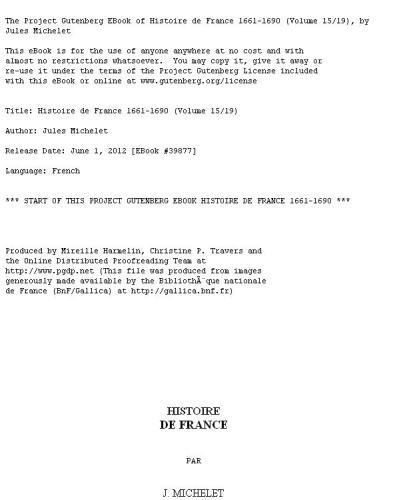 Histoire de France 1661-1690 (Volume 15/19)