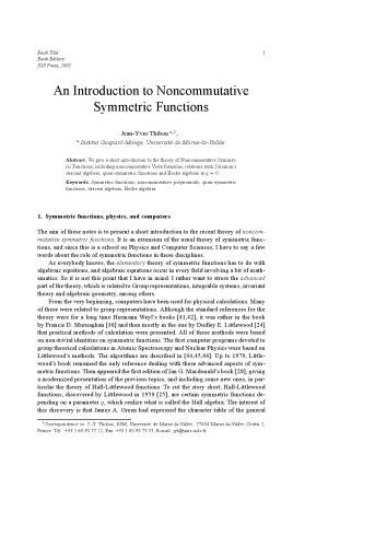 An Introduction to Noncommutative Symmetric Functions [draft of a chapter]