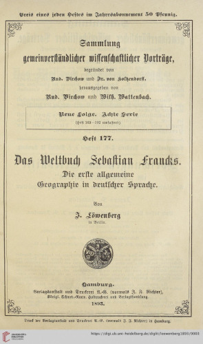 Das Weltbuch Sebastian Francks : Die erste allgemeine Geographie in deutscher Sprache