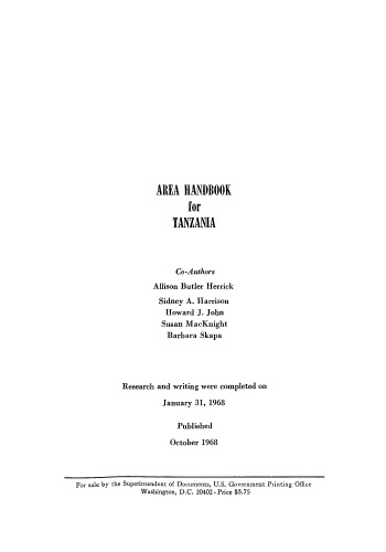 Area Handbook for Tanzania
