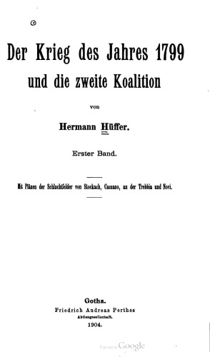 Der Krieg des Jahres 1799 und die Zweite Koalition