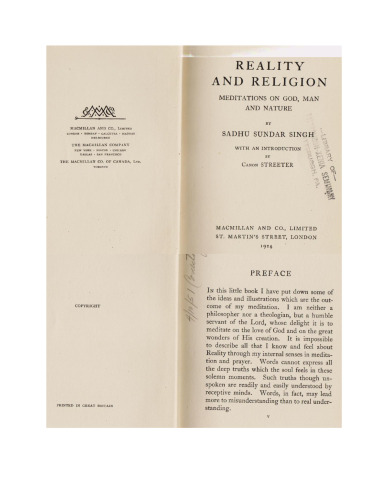 Reality and religion : meditations on God, man and nature