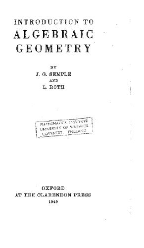 Introduction to algebraic geometry,
