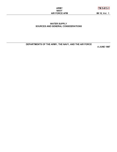 Water supply, sources and general consideration