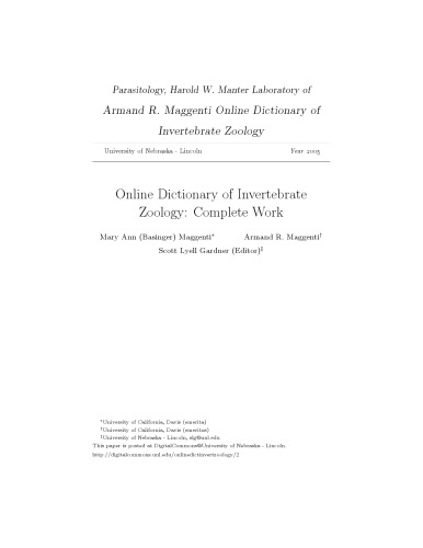 Online Dictionary of Invertebrate Zoology