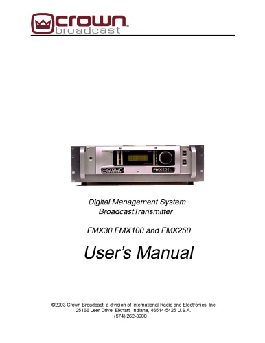CROWN FMX-DMS Broadcast Transmitter