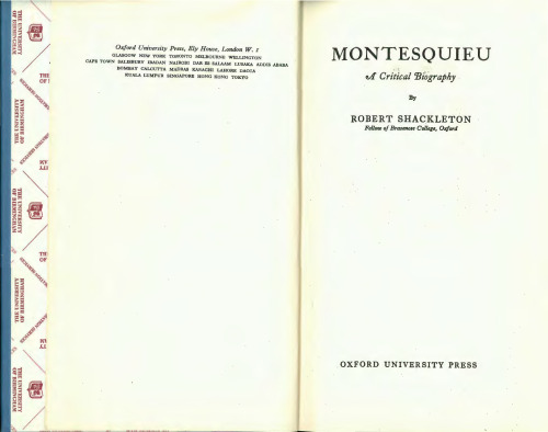 Montesquieu: A Critical Biography