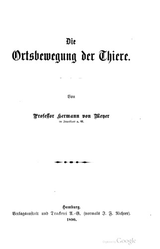 Die Ortsbewegung der Tiere