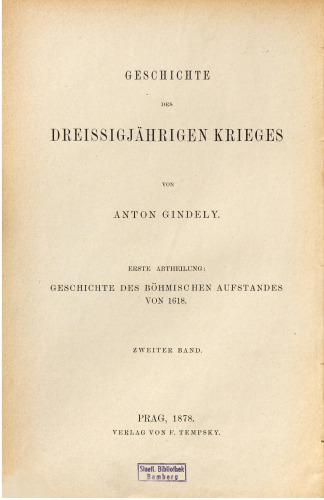 Geschichte des Böhmischen Aufstandes von 1618