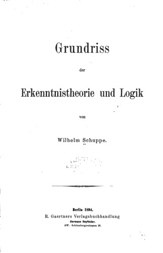 Grundriss der Erkenntnistheorie und Logik